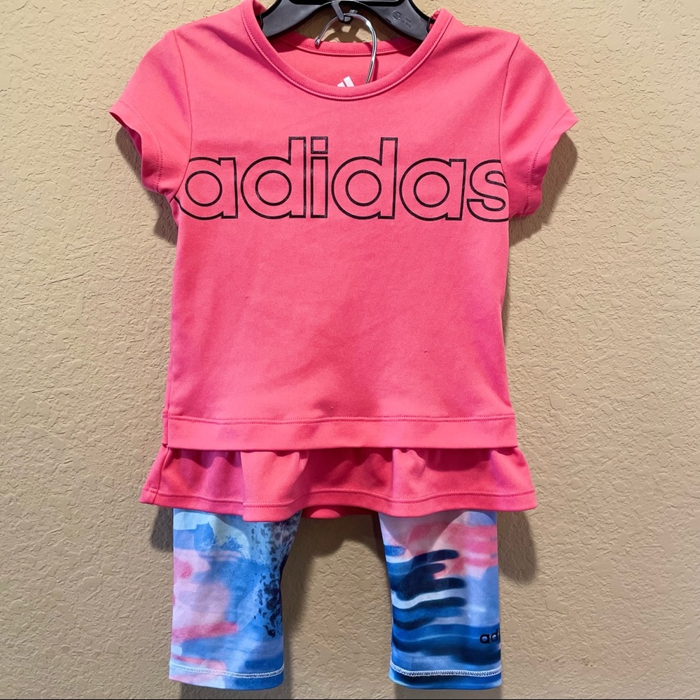 Adidas Pink & Blue Capri Leggings Set